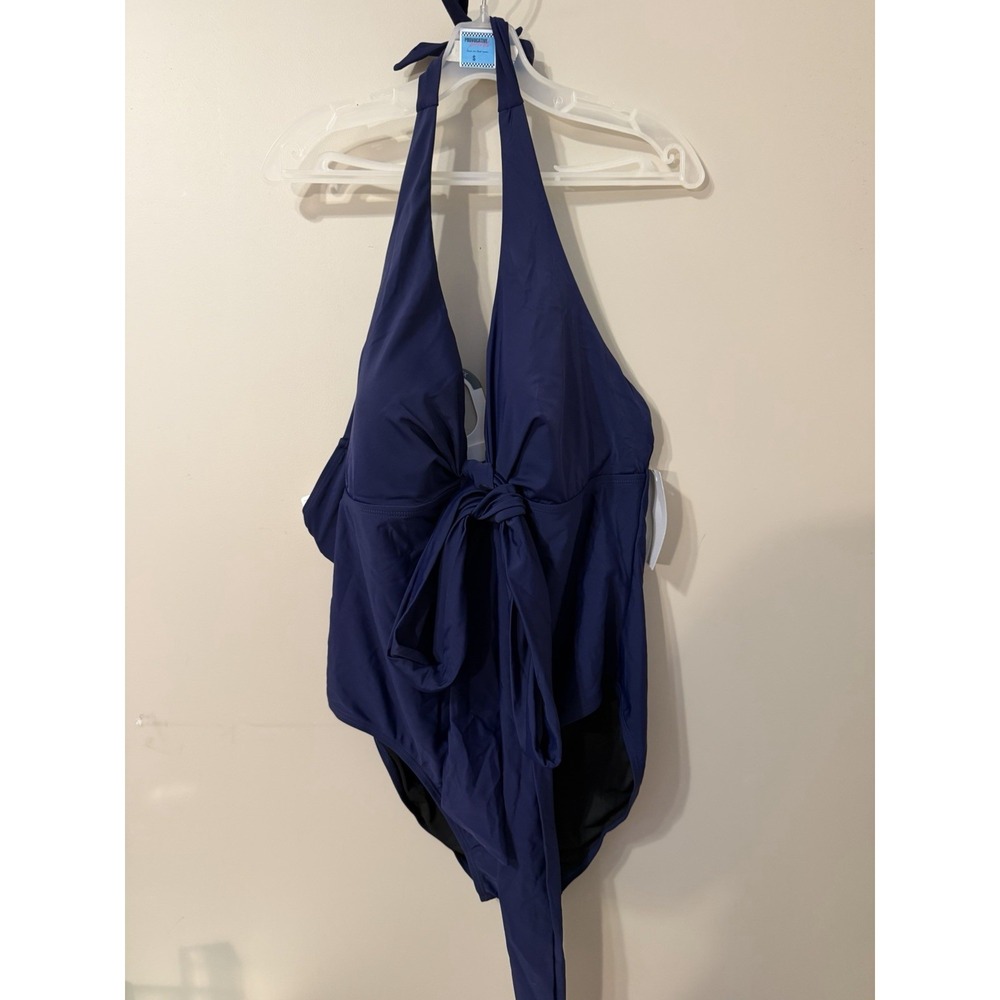 Meet Curve Swimsuit Halter Blue Summer Colorful 2XL One Piece NWT